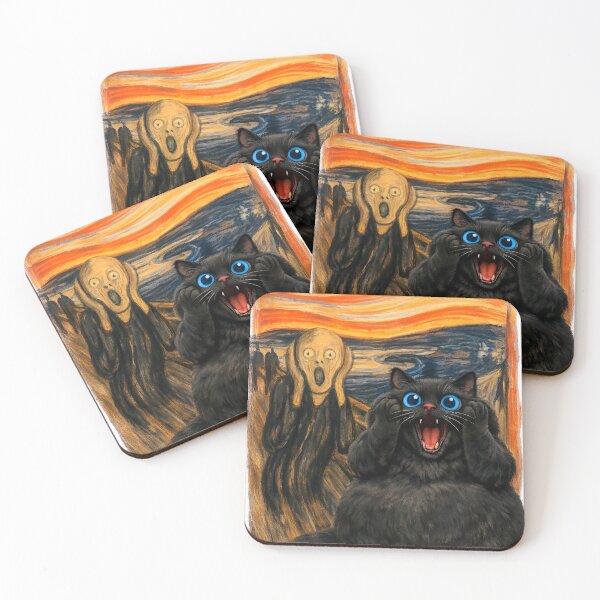 Item preview, Funny Chubby Black Cat Munch Scream Parody Scene designed and sold by possibilitees.