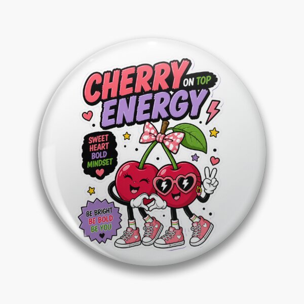 Item preview, Cherry Energy Funny Cherry Cartoon Sticker | Cute Girly Fruit Art designed and sold by Snackwave Ninety.