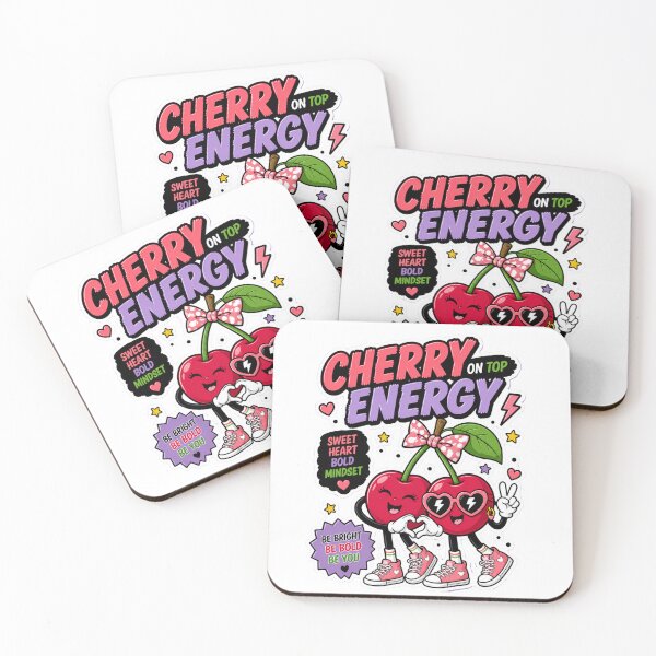 Item preview, Cherry Energy Funny Cherry Cartoon Sticker | Cute Girly Fruit Art designed and sold by Snackwave Ninety.