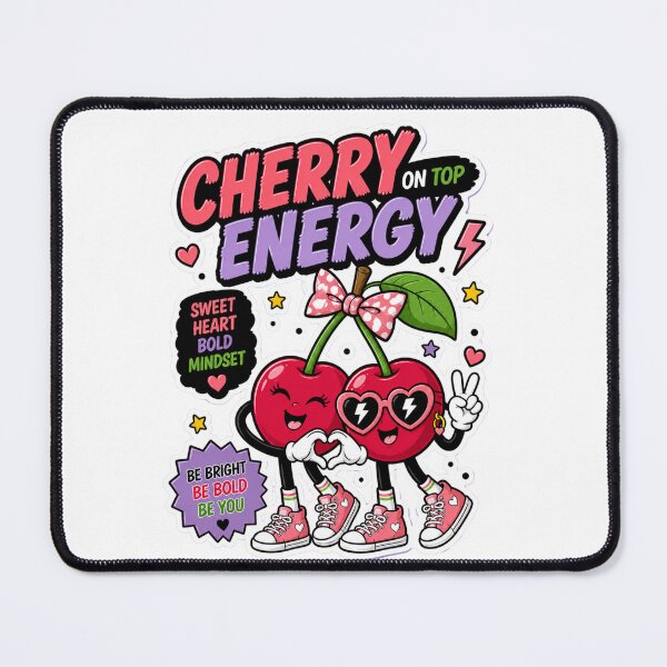 Item preview, Cherry Energy Funny Cherry Cartoon Sticker | Cute Girly Fruit Art designed and sold by Snackwave Ninety.