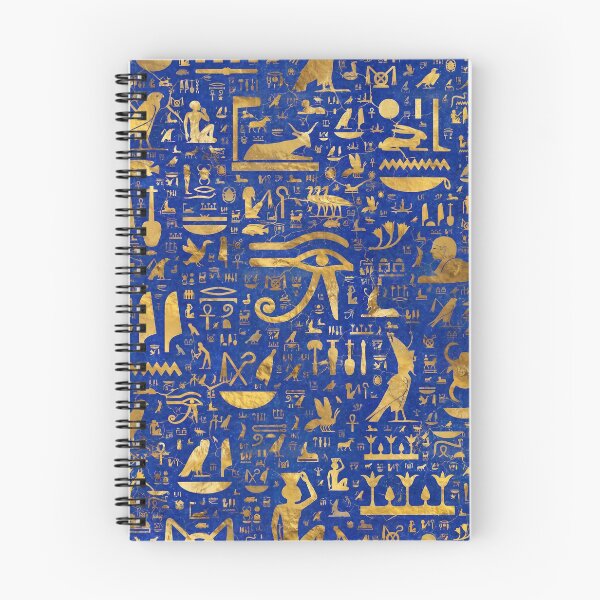 Item preview, Eye of Horus Lapis Lazuli - Gold Egyptian Hieroglyphs Pattern designed and sold by GulfSignature.