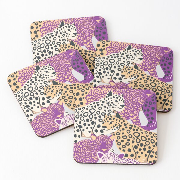 Item preview, Wild Leopards Pattern - Purple Indigo and Gold Maximalist Animal Art designed and sold by samahl_l.