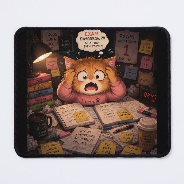 Item preview, Panicking Cat Exam Night Study   designed and sold by Moody Vibes Studio.