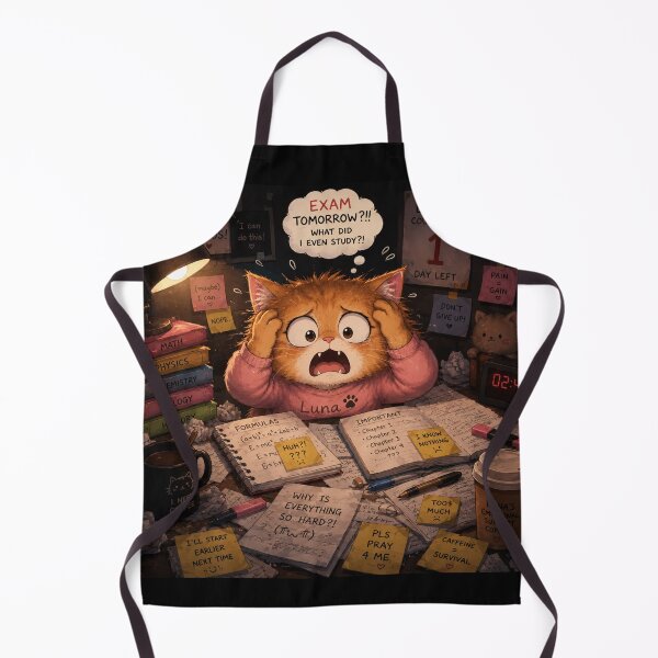 Item preview, Panicking Cat Exam Night Study designed and sold by Moody Vibes Studio.