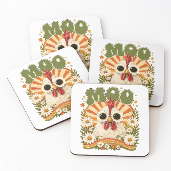 Item preview, Moo Chicken Graphic Groovy Farm Animal Boho Sunrise designed and sold by BornBorn.