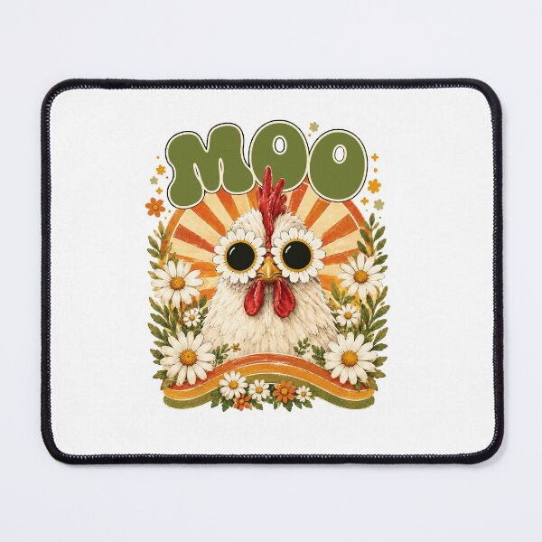 Item preview, Moo Chicken Graphic Groovy Farm Animal Boho Sunrise designed and sold by BornBorn.