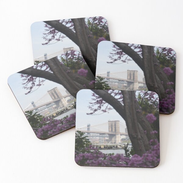 Item preview, Brooklyn Bridge framed by purple flowers designed and sold by JaysUrbanLense.