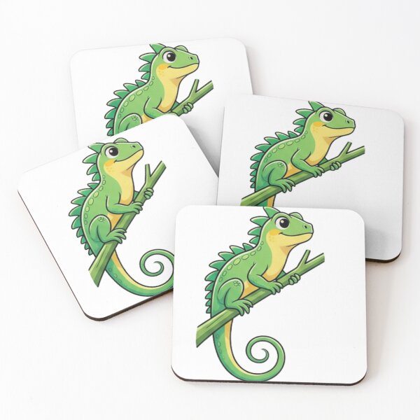Item preview, Cute Green Iguana Cartoon Branch Sticker designed and sold by HoneyBreezeCo.