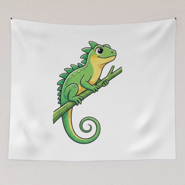 Item preview, Cute Green Iguana Cartoon Branch Sticker designed and sold by HoneyBreezeCo.