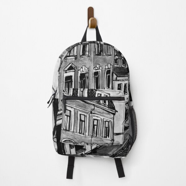 Item preview, Alaunstraße from the window – Black and white Dresden Neustadt 01099. With logo 01099. designed and sold by UMA Urban Sketch.