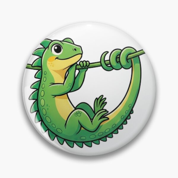Item preview, Hanging Iguana Cartoon Cute Lizard Art designed and sold by HoneyBreezeCo.