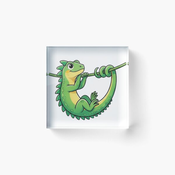 Item preview, Hanging Iguana Cartoon Cute Lizard Art designed and sold by HoneyBreezeCo.