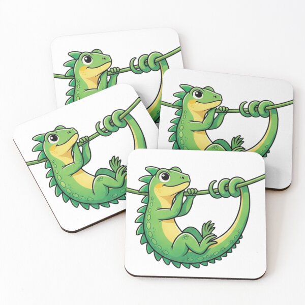 Item preview, Hanging Iguana Cartoon Cute Lizard Art designed and sold by HoneyBreezeCo.