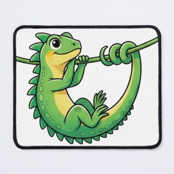 Item preview, Hanging Iguana Cartoon Cute Lizard Art designed and sold by HoneyBreezeCo.