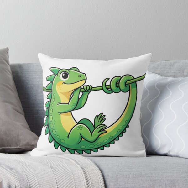 Item preview, Hanging Iguana Cartoon Cute Lizard Art designed and sold by HoneyBreezeCo.
