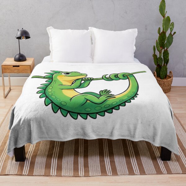 Item preview, Hanging Iguana Cartoon Cute Lizard Art designed and sold by HoneyBreezeCo.