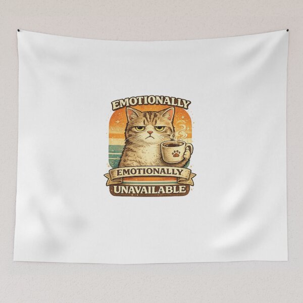 Item preview, Emotionally Unavailable Cat Funny Retro Design designed and sold by F2FShop.