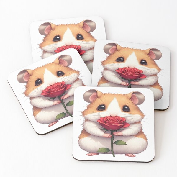 Item preview, Cute Hamster Holding a Red Rose designed and sold by PromisedArt.