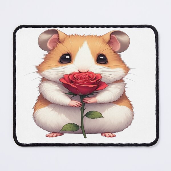 Item preview, Cute Hamster Holding a Red Rose designed and sold by PromisedArt.