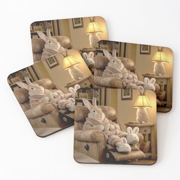 Item preview, Rabbit Sitting in a Recliner Chair with Coffee Mug designed and sold by Maria Dryfhout.