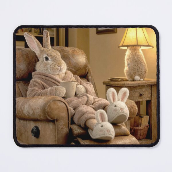 Item preview, Rabbit Sitting in a Recliner Chair with Coffee Mug designed and sold by Maria Dryfhout.