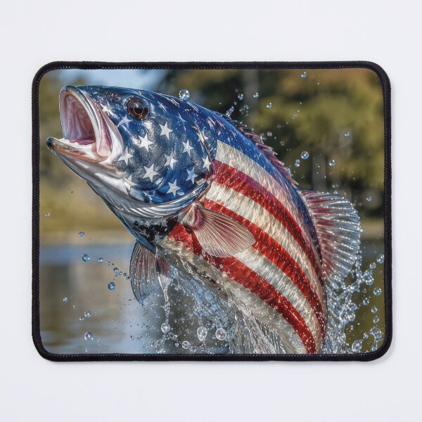 Item preview, American Flag Fish Jumping Out of Water designed and sold by Maria Dryfhout.