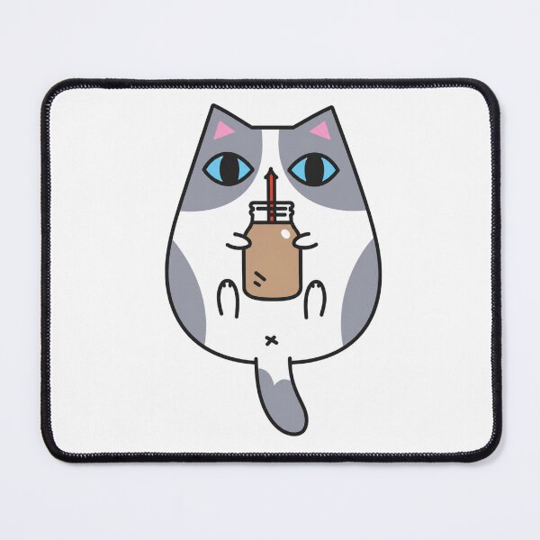 Item preview, Gray and White Tuxedo Cat with Chocolate Milk designed and sold by WeaverStudio.