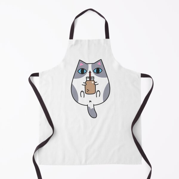 Item preview, Gray and White Tuxedo Cat with Chocolate Milk designed and sold by WeaverStudio.