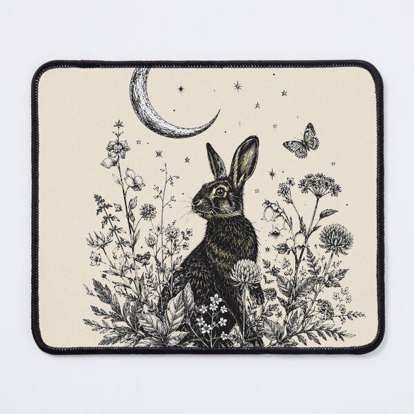 Item preview, Moon Rabbit Cottagecore Botanical Hare designed and sold by bosamji.