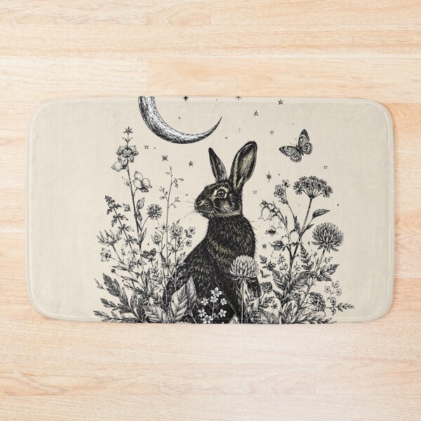 Item preview, Moon Rabbit Cottagecore Botanical Hare designed and sold by bosamji.
