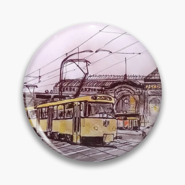 Item preview, Title: Tram in front of Dresden Neustadt station – Urban Sketch Illustration designed and sold by UMA Urban Sketch.