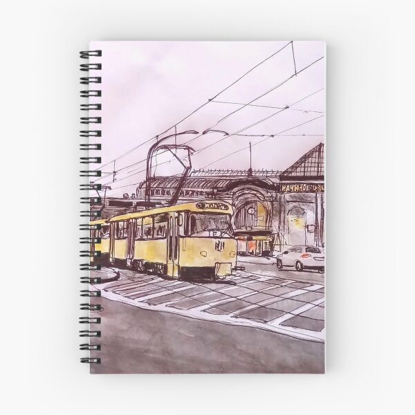 Item preview, Title: Tram in front of Dresden Neustadt station – Urban Sketch Illustration designed and sold by UMA Urban Sketch.