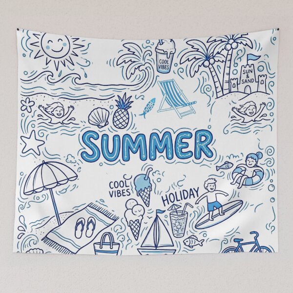 Item preview, Cute Summer Beach Doodle Line Art designed and sold by VibranPalette.