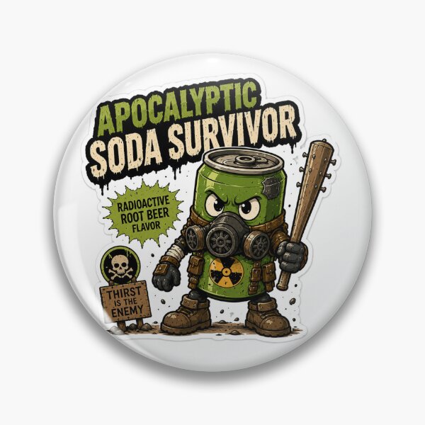 Item preview, Apocalyptic Soda Survivor Funny Sticker | Wasteland Snack Warrior Cartoon designed and sold by Snackwave Ninety.