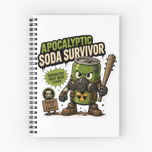 Item preview, Apocalyptic Soda Survivor Funny Sticker | Wasteland Snack Warrior Cartoon designed and sold by Snackwave Ninety.