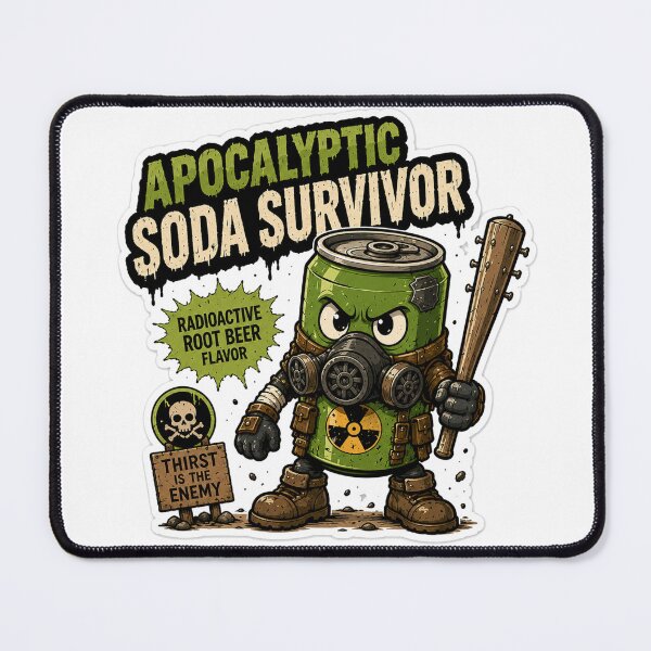 Item preview, Apocalyptic Soda Survivor Funny Sticker | Wasteland Snack Warrior Cartoon designed and sold by Snackwave Ninety.