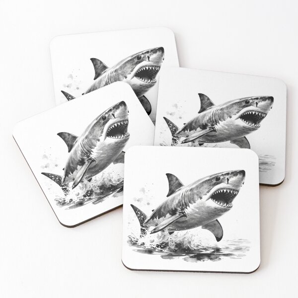 Item preview, Fierce Great White Shark Watercolor Art designed and sold by Exodoi.