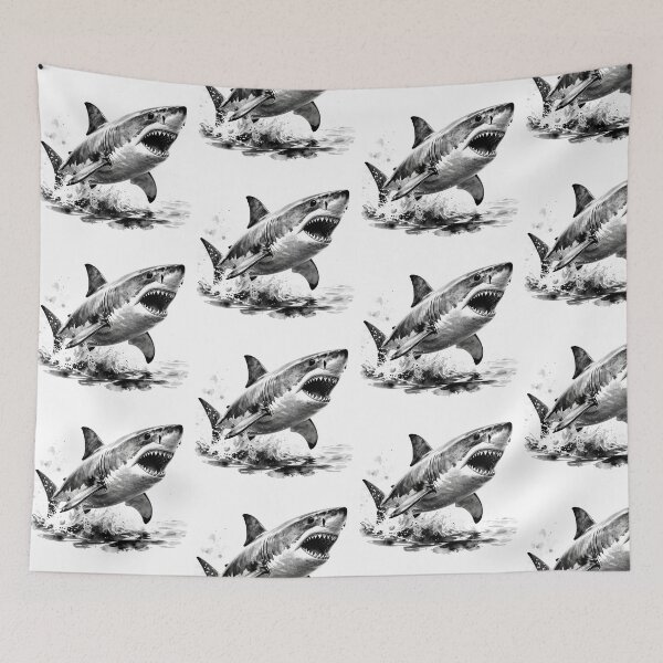 Item preview, Fierce Great White Shark Watercolor Art designed and sold by Exodoi.