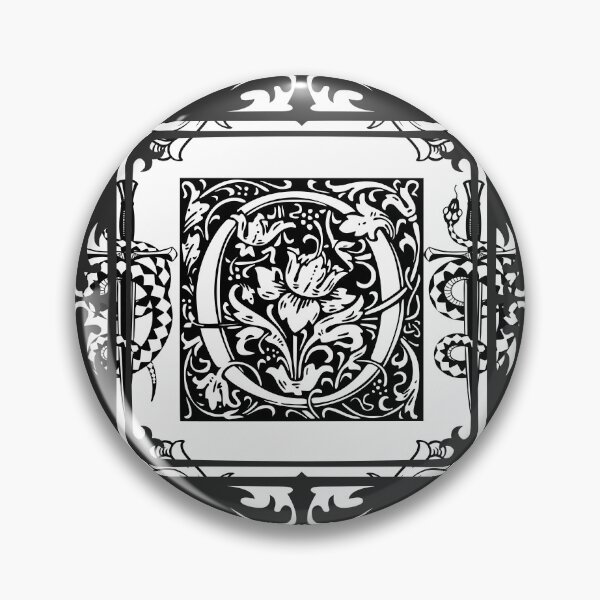 Item preview, Elegant Gothic Floral Monogram Frame Black and White Vintage Ornamental Design designed and sold by DervoTeck2767.