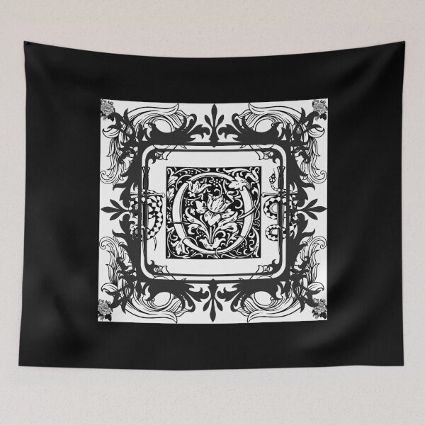 Item preview, Elegant Gothic Floral Monogram Frame Black and White Vintage Ornamental Design designed and sold by DervoTeck2767.