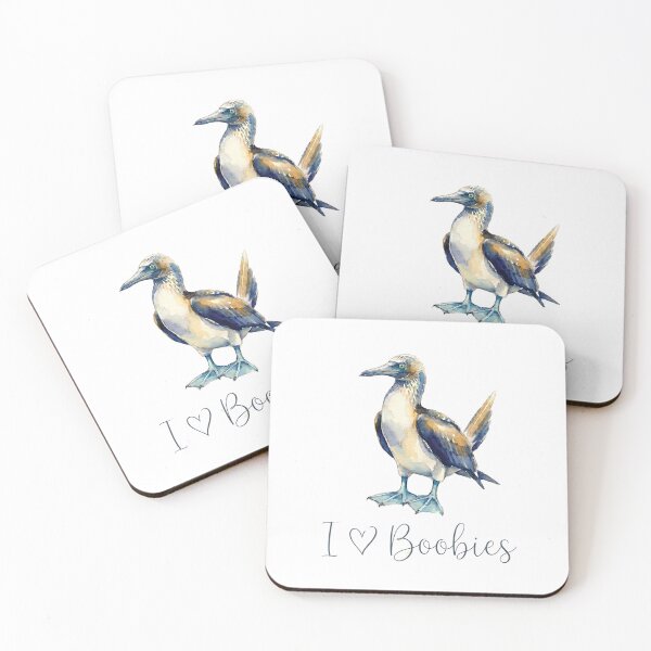 Item preview, I Heart Boobies Blue Footed Booby Watercolor Retro Art designed and sold by Ink & Void Co..