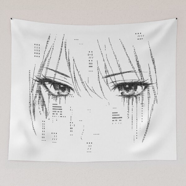 Item preview, Glitch Anime Girl Eyes Black and White Manga Design designed and sold by trajeado14.