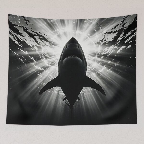 Item preview, Great White Shark Sunburst Underwater Art designed and sold by Exodoi.