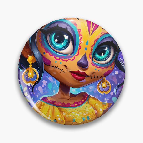Item preview, Colorful Day of the Dead Girl with Floral Accents designed and sold by Artessie.