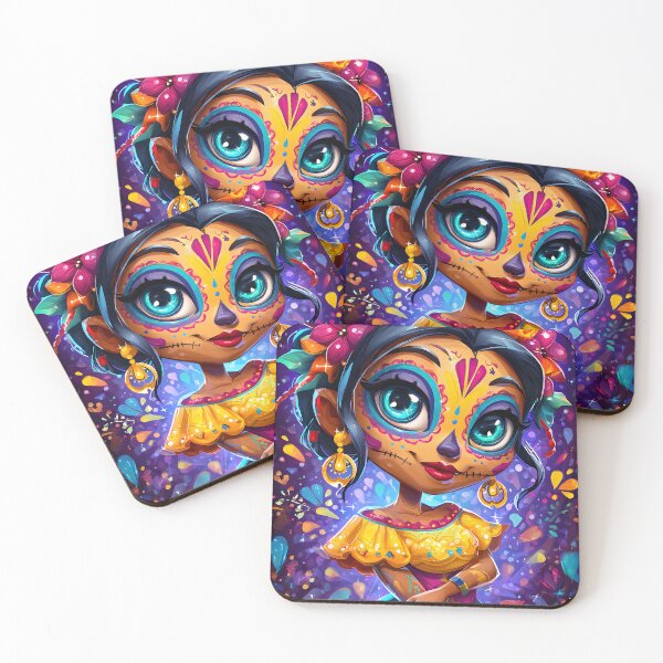 Item preview, Colorful Day of the Dead Girl with Floral Accents designed and sold by Artessie.