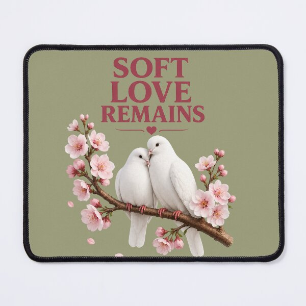 Item preview, Soft Love Remains, Romantic Dove Aesthetic Quote Design designed and sold by JagrDesigns.