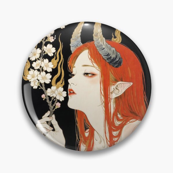 Item preview, Digital Illustration of a Japanese Ukiyo-e She-Devil - Fantasy Art with Horns designed and sold by Alba Forjanívea.