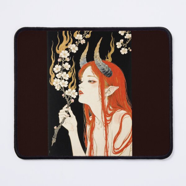 Item preview, Digital Illustration of a Japanese Ukiyo-e She-Devil - Fantasy Art with Horns designed and sold by Alba Forjanívea.