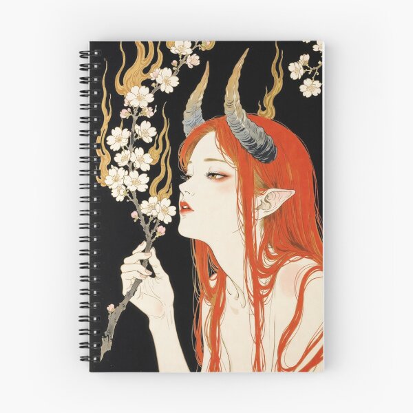 Item preview, Digital Illustration of a Japanese Ukiyo-e She-Devil - Fantasy Art with Horns designed and sold by Alba Forjanívea.