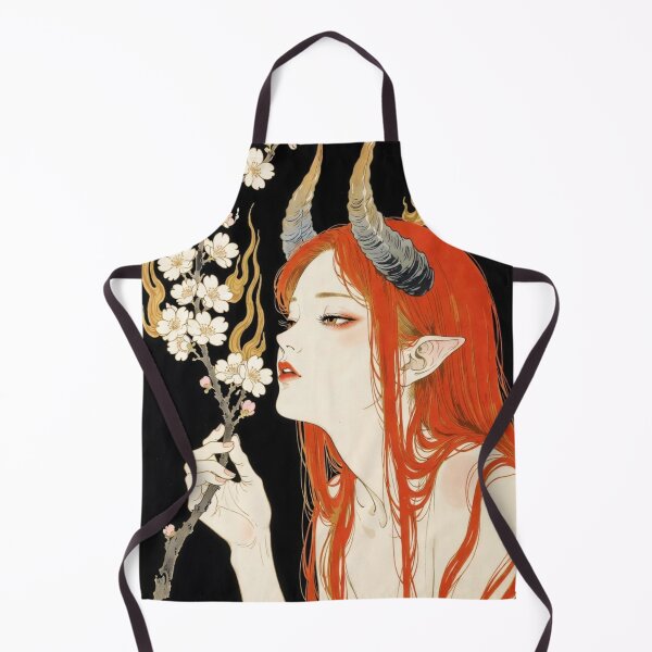 Item preview, Digital Illustration of a Japanese Ukiyo-e She-Devil - Fantasy Art with Horns designed and sold by Alba Forjanívea.